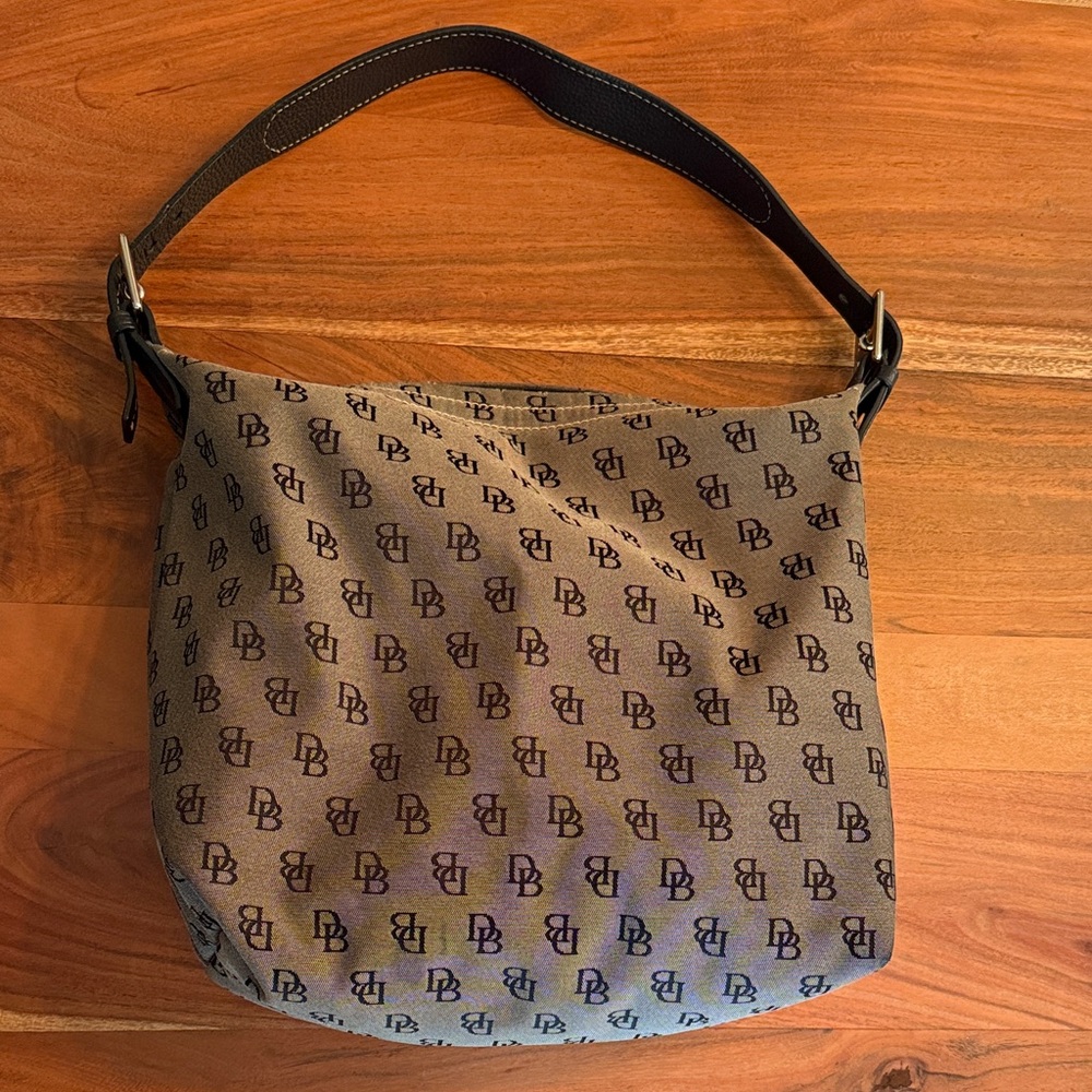 Dooney & Bourke Y2K Monogram Shoulder Bag in blue and grey